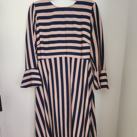 Asos Mod Column Striped Midi Dress Size 12 - Picture 3 of 10